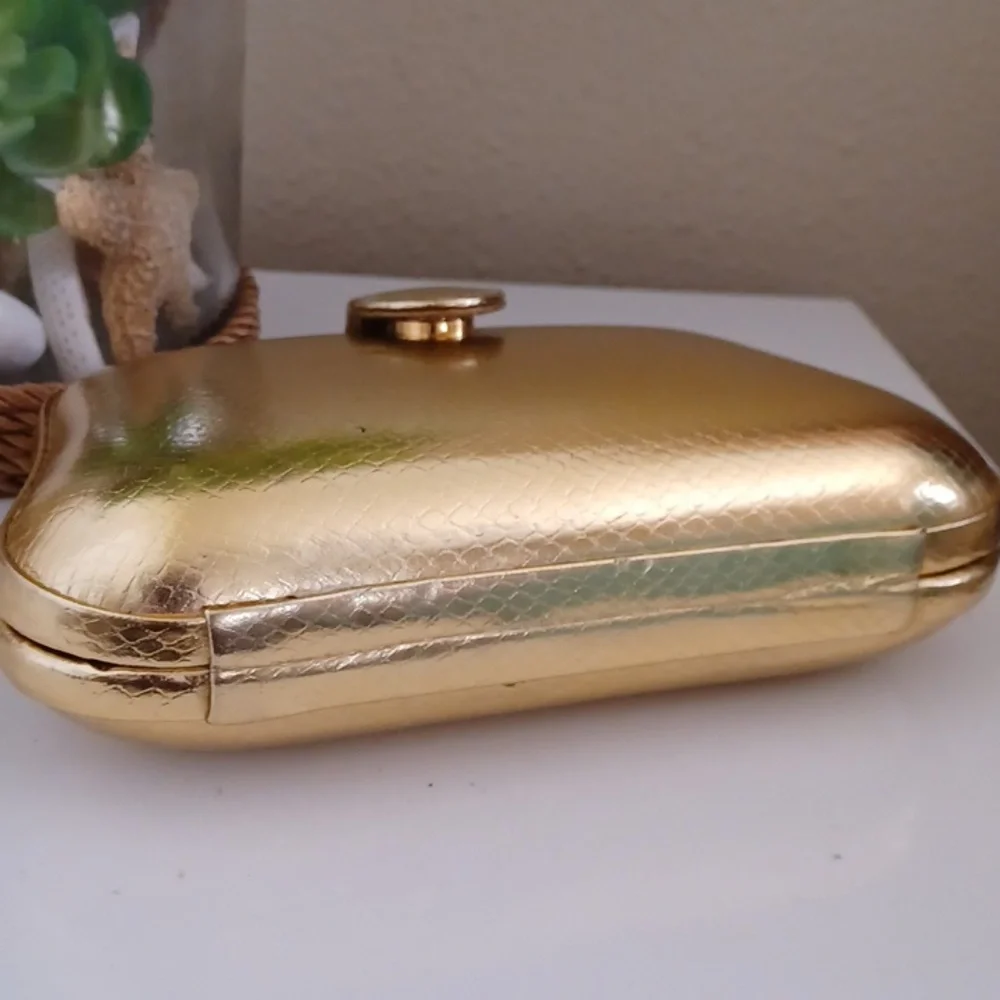 RARE Vintage Morgan Taylor Gold Snakeskin Hard Case Evening Crossbody Bag - Picture 6 of 7